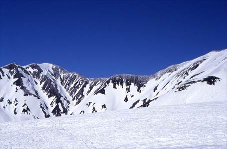 雷鳥沢(2277m)方面を望む 撮影場所:室堂平から 撮影日時:1999/04/30 Highslide JS