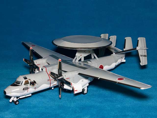 Maqueta 3D recortable y armable del avión E-2C Hawkeye. Manualidades a Raudales.