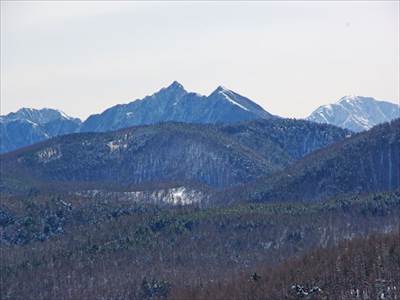鋸岳2685m)・北岳(3193m) 撮影場所:入笠山頂上 撮影日時:2015/01/29 Highslide JS