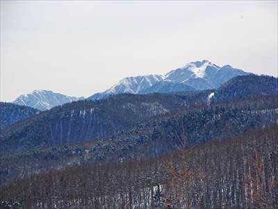 北岳・仙丈ケ岳(3032.6m) 撮影場所:入笠山頂上 撮影日時:2015/01/29 Highslide JS